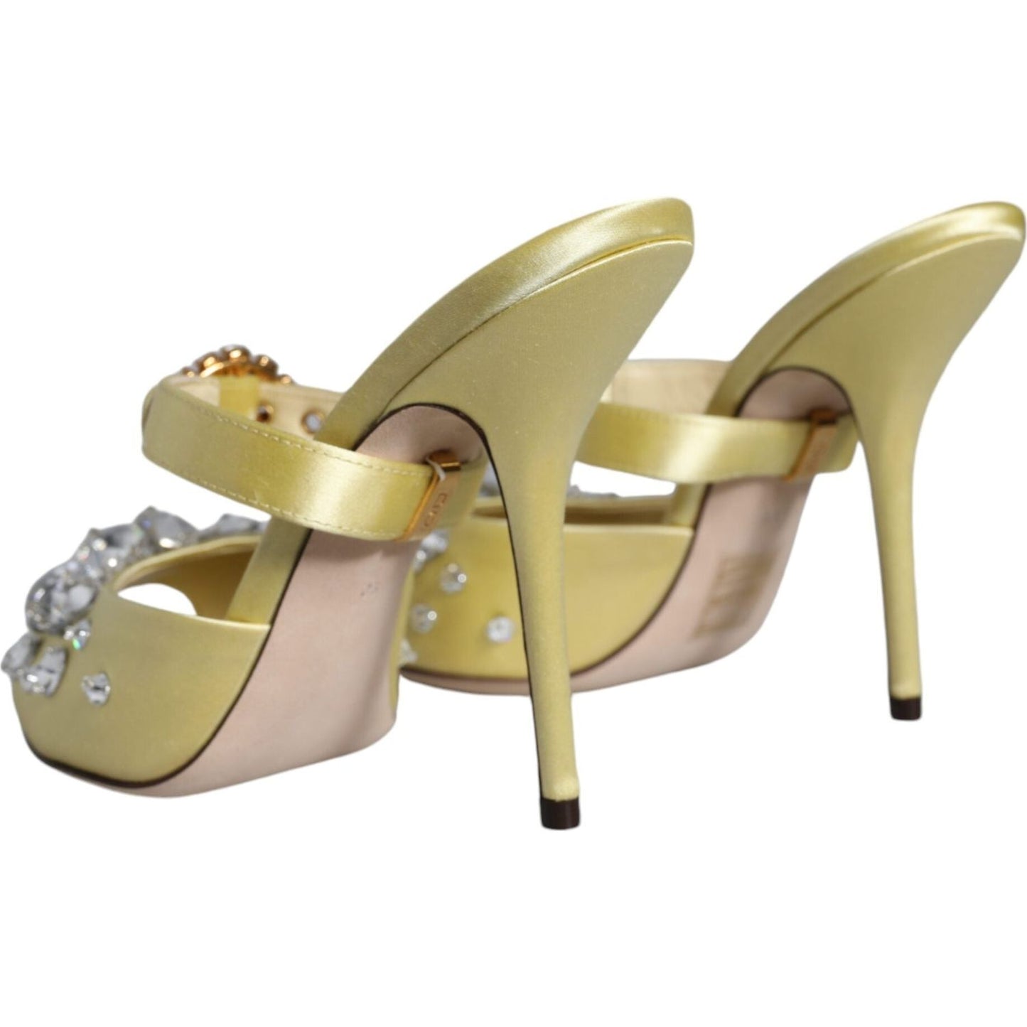 Dolce & Gabbana Yellow Mary Janes Satin Crystal Sandals Shoes Dolce & Gabbana