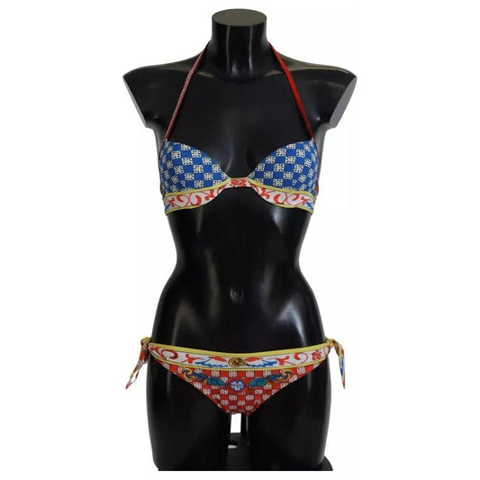 Dolce & Gabbana Multicolor Carretto Bikini Top Bottom Beachwear Swimwear Dolce & Gabbana