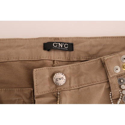 Costume National Beige Cotton Stretch Slim Fit Jeans