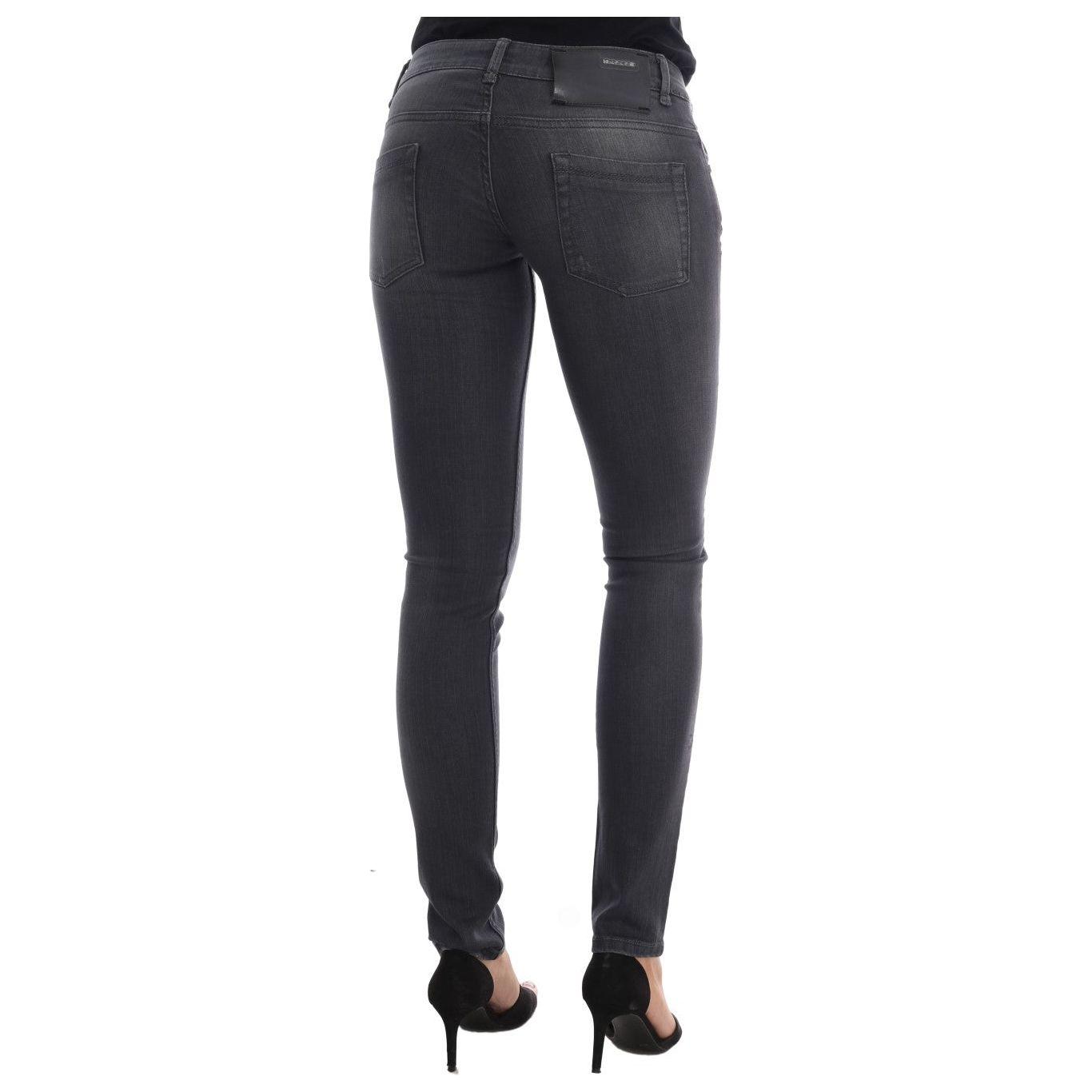 Acht Sleek Gray Slim-Fit Designer Jeans Acht