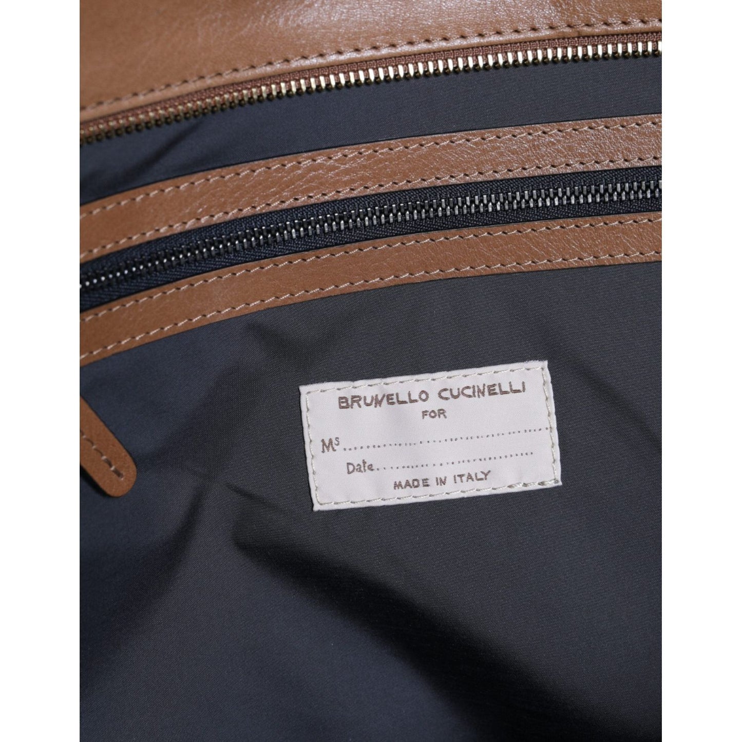 Brunello Cucinelli Brown Leather Logo Shoulder Strap Shopping Tote Bag Brunello Cucinelli