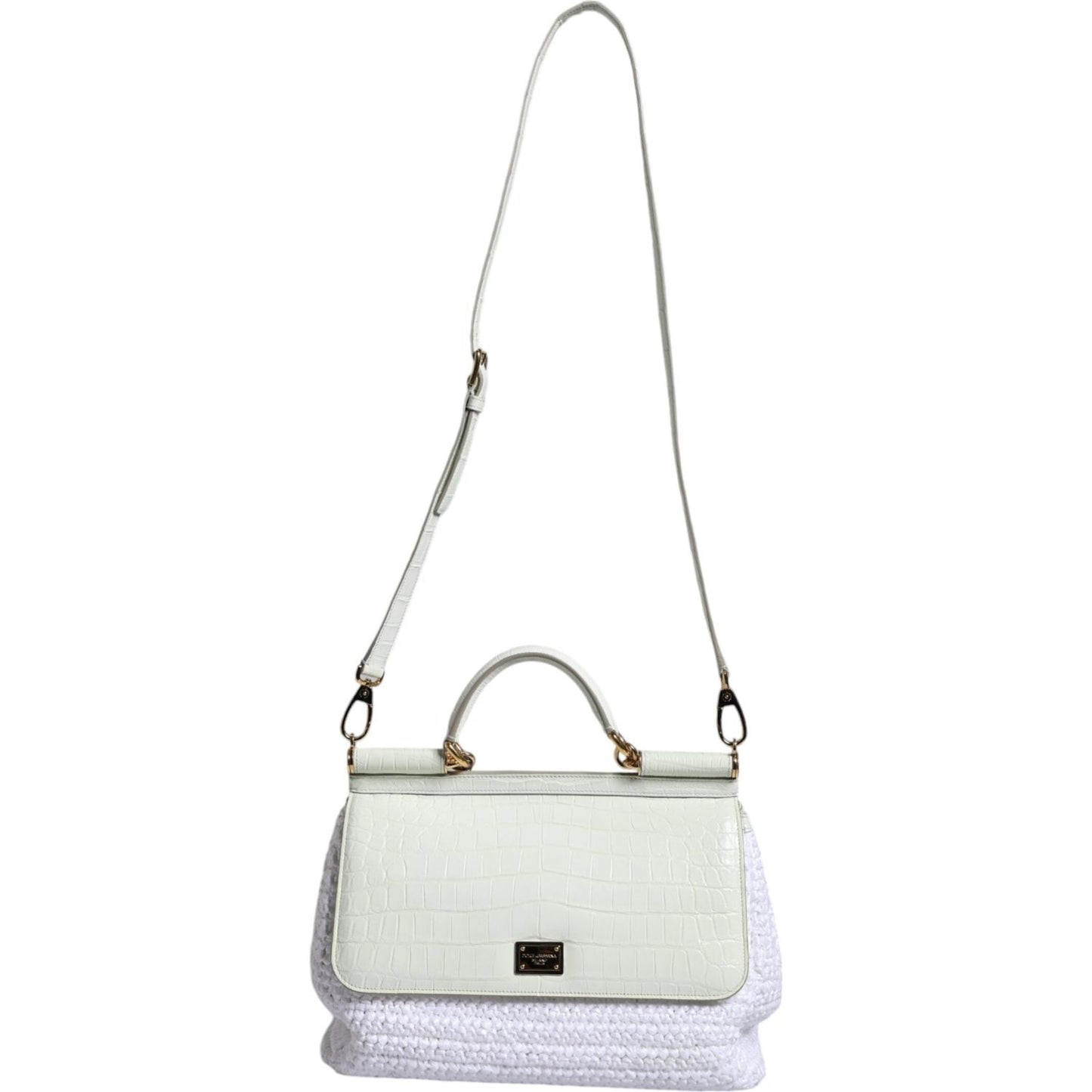 Dolce & Gabbana White Rafia Leather SICILY Crossbody Bag Dolce & Gabbana