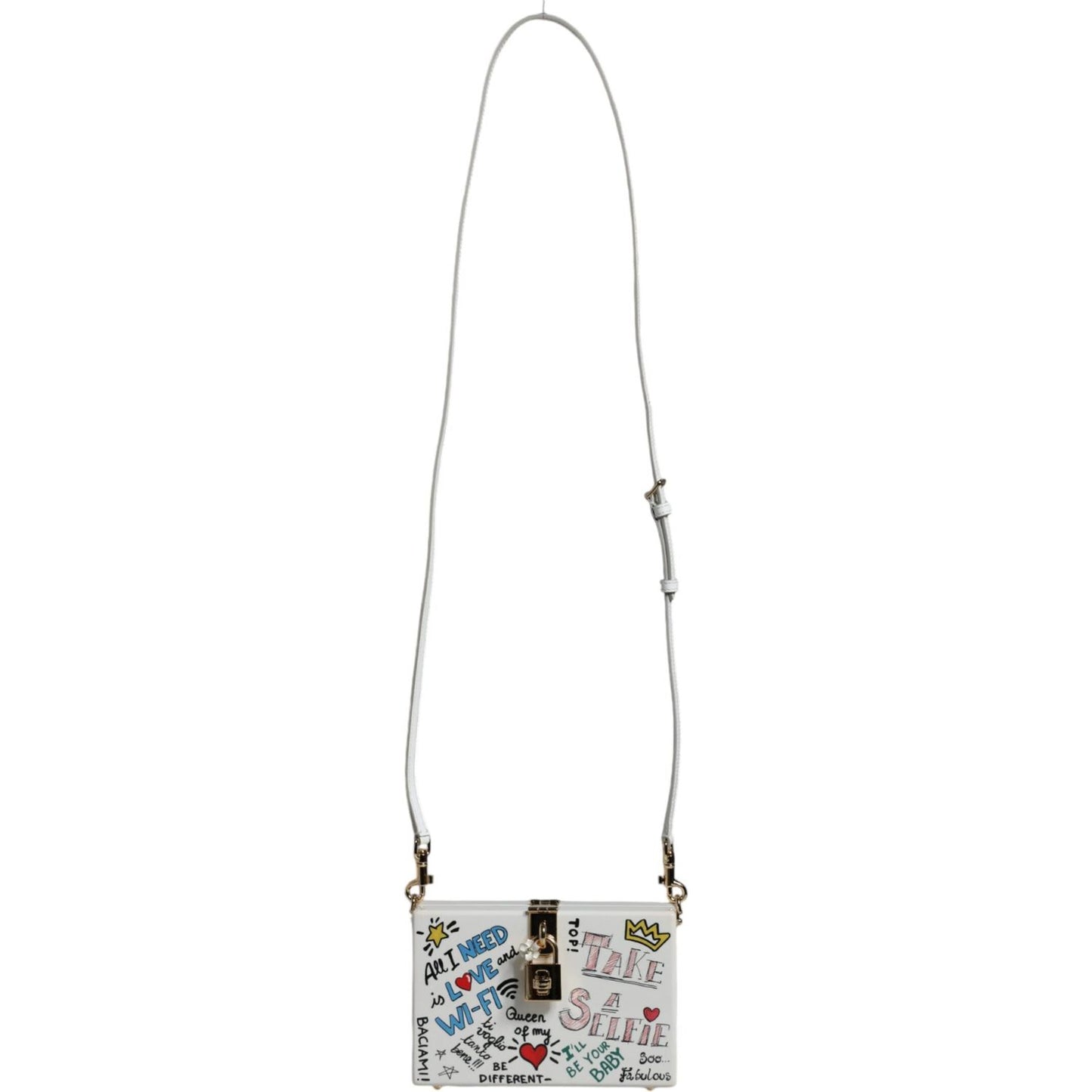 Dolce & Gabbana White Graffiti Print Clutch Crossbody Bag Dolce & Gabbana