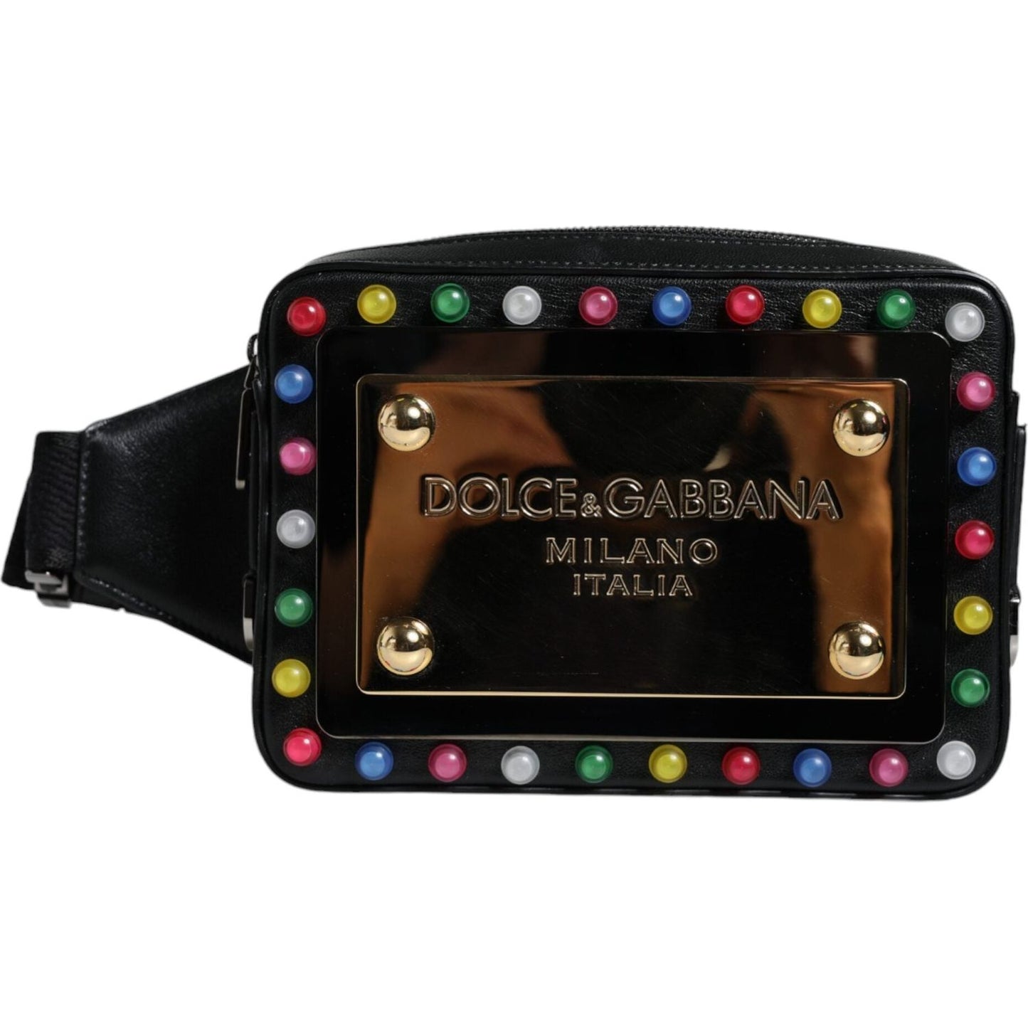 Dolce & Gabbana Black Leather LED Logo Belt Waist Fanny Pack Bag Dolce & Gabbana