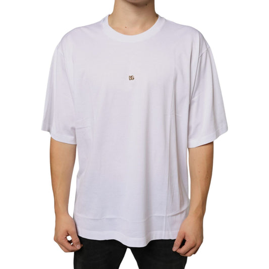 Dolce & Gabbana White Metal DG Logo Cotton Short Sleeves T-shirt Dolce & Gabbana