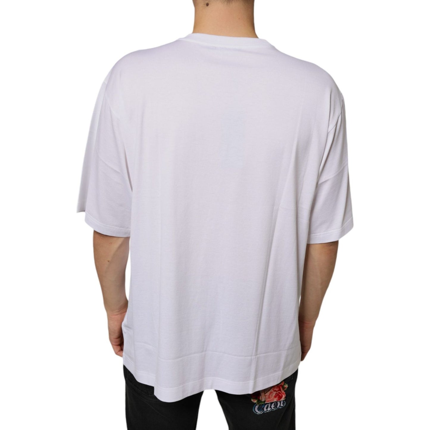 Dolce & Gabbana White Metal DG Logo Cotton Short Sleeves T-shirt Dolce & Gabbana