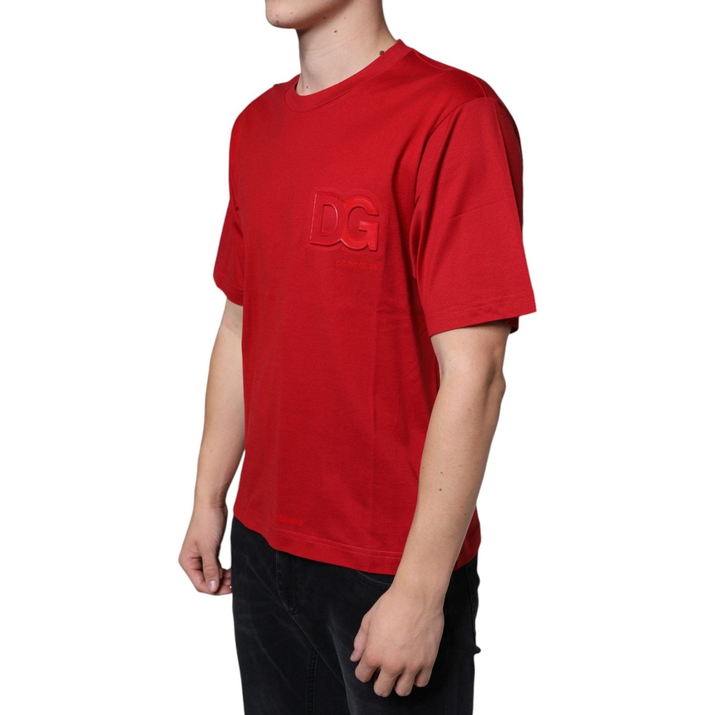 Dolce & Gabbana Red Cotton DG Logo Print Crew Neck T-shirt Dolce & Gabbana