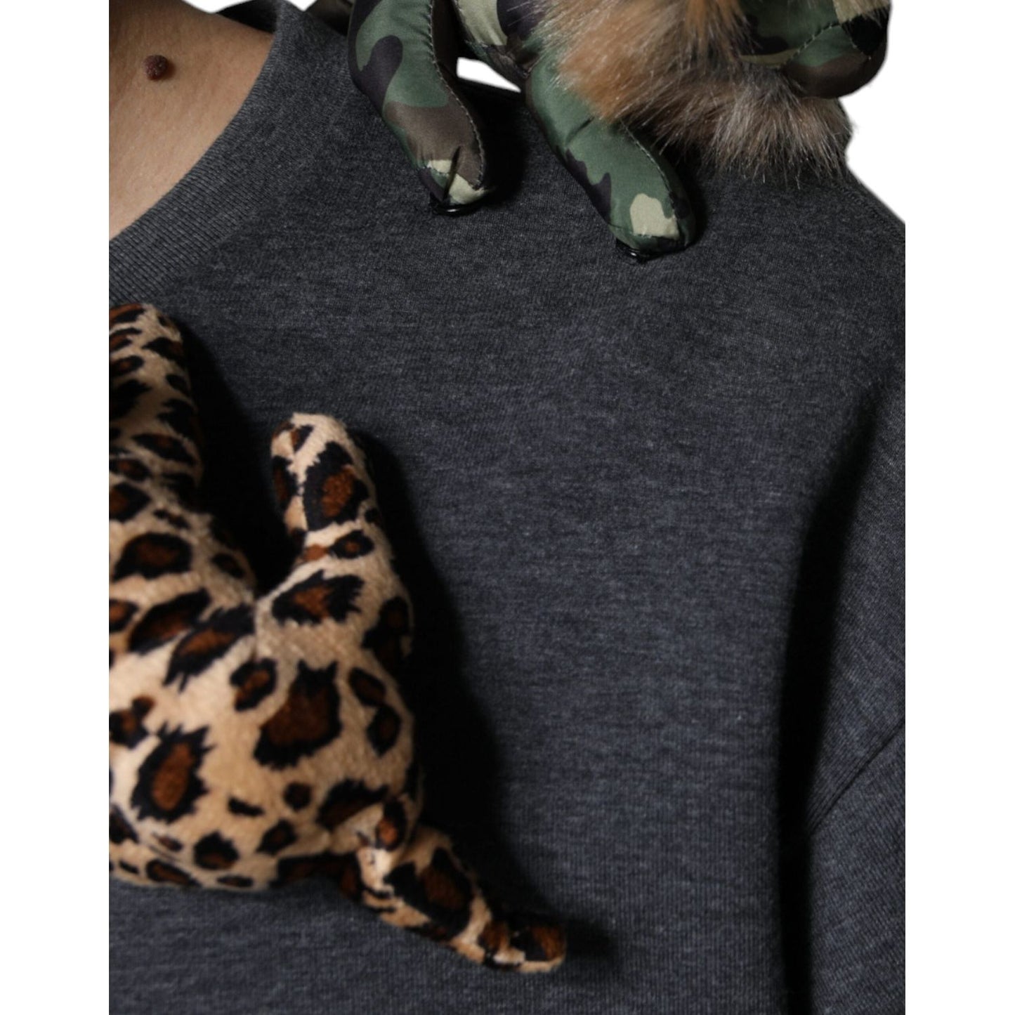 Dolce & Gabbana Gray Camouflage Animal Stuff Cotton T-shirt Dolce & Gabbana