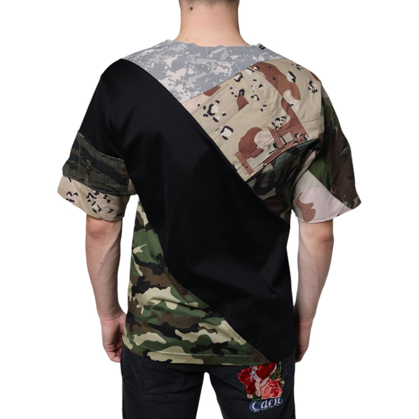 Dolce & Gabbana Multicolor Camouflage Patchwork DG Royal T-shirt Dolce & Gabbana