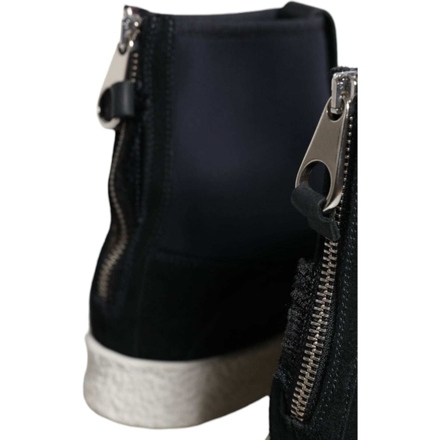 Alexander McQueen Black White Neoprene Takeshi Mid Calf Boots Shoes Alexander McQueen