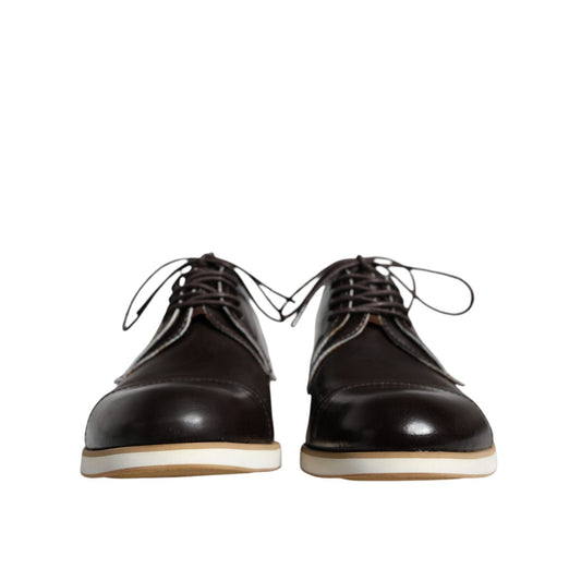 Pollini Black White Leather Lace Up Men Dress Formal Shoes