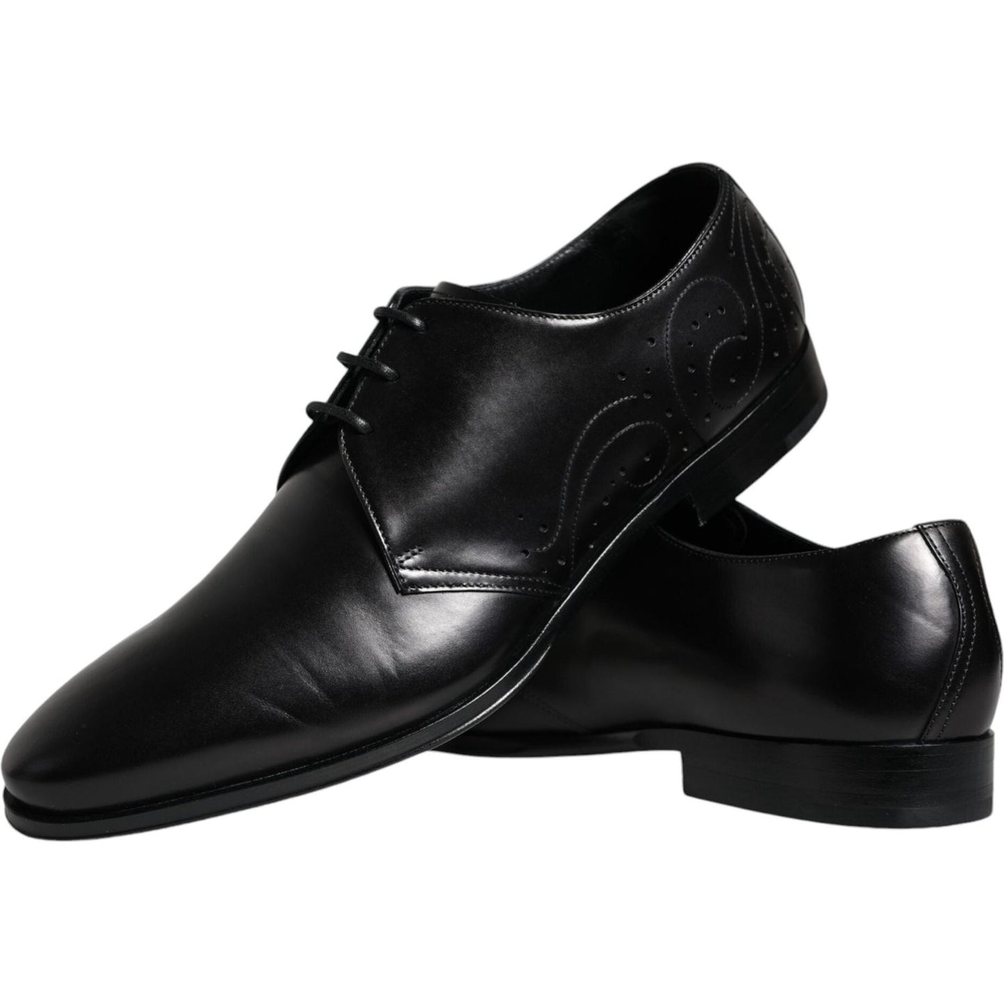 Dolce & Gabbana Black Calfskin Leather Derby Men Dress Shoes Dolce & Gabbana