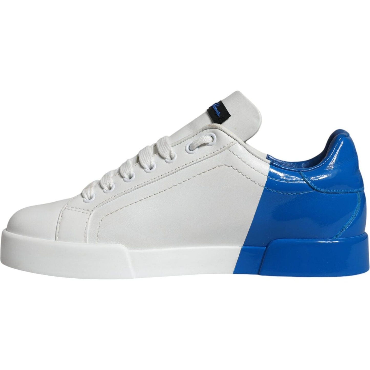 Dolce & Gabbana White Blue Leather Logo Low Top Sneakers Shoes Dolce & Gabbana