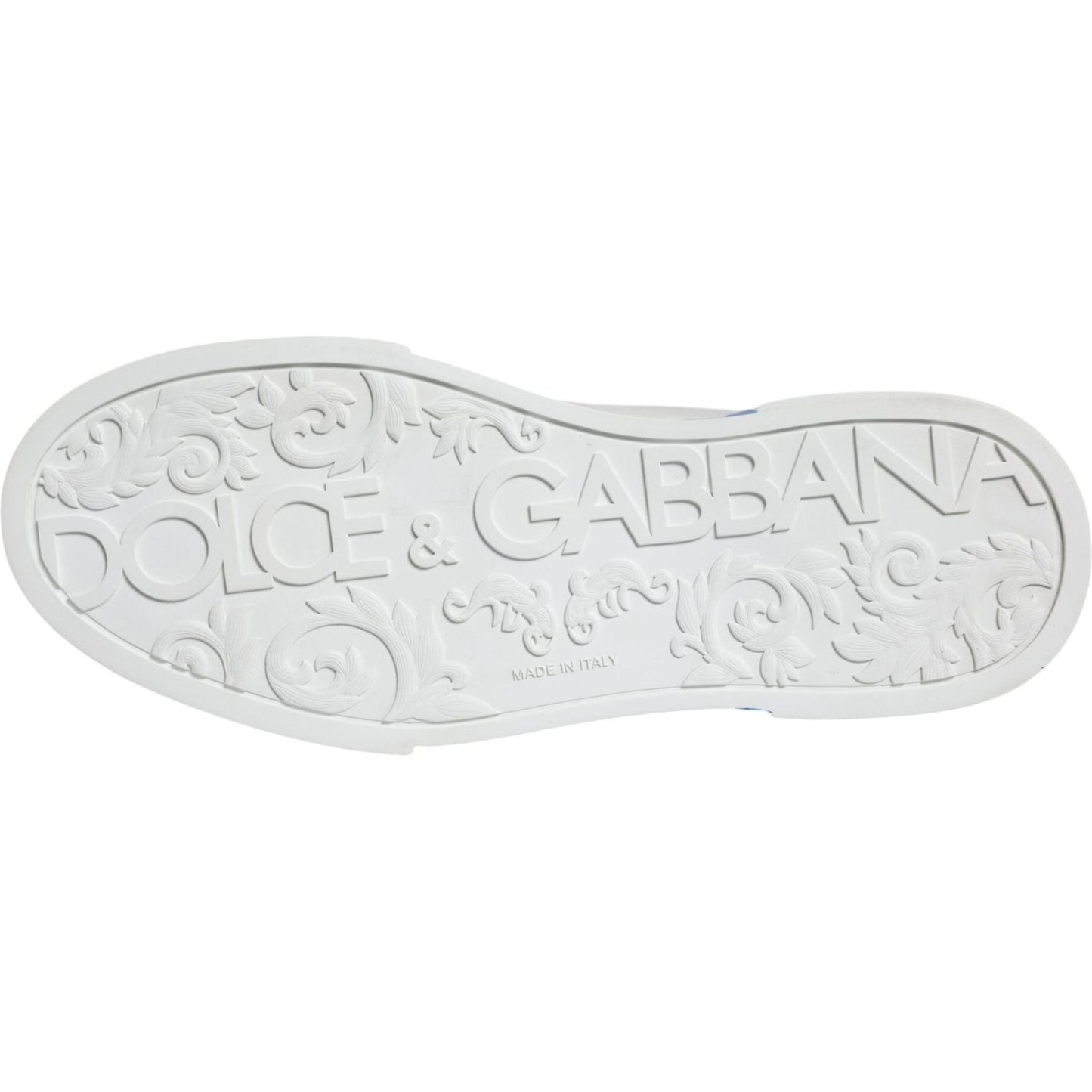 Dolce & Gabbana White Blue Leather Logo Low Top Sneakers Shoes Dolce & Gabbana