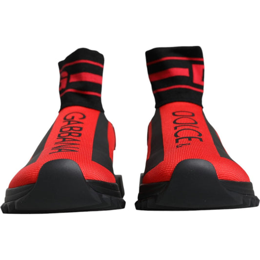 Dolce & Gabbana Red Black Fabric High Top Sorrento Sneakers Shoes Dolce & Gabbana