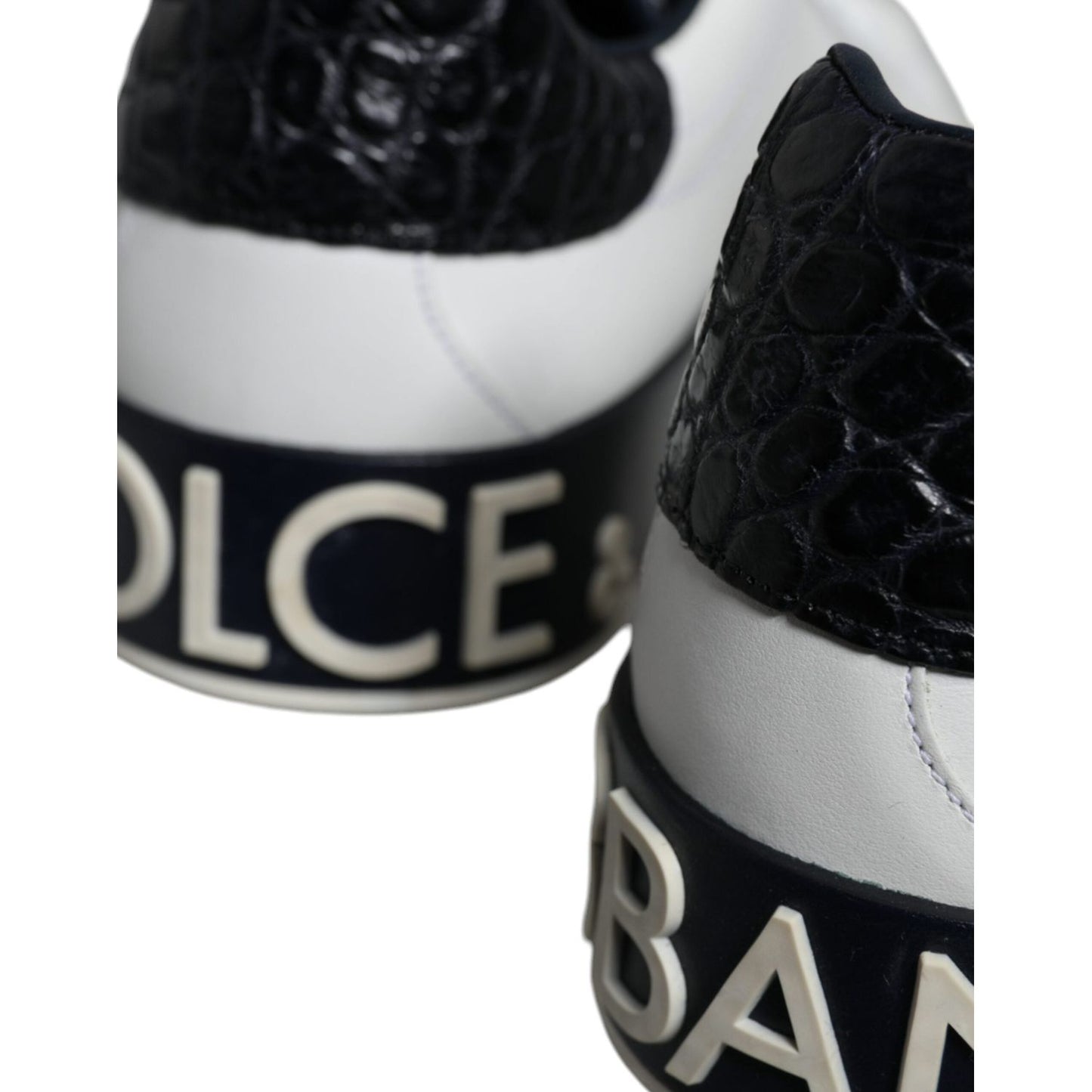 Dolce & Gabbana Black Leather Logo Portofino Sneaker Shoes Dolce & Gabbana