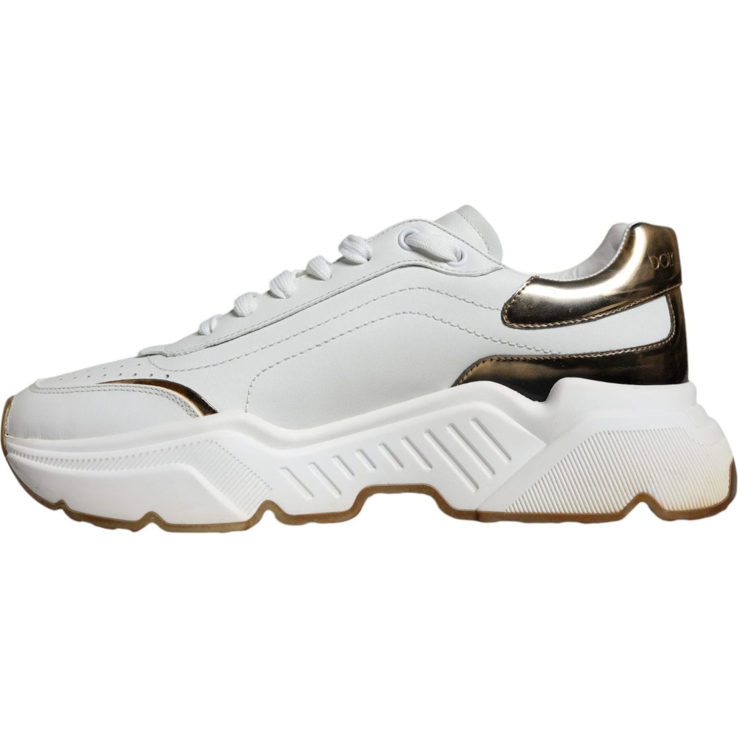 Dolce & Gabbana White Gold DAYMASTER Leather Sneakers Shoes Dolce & Gabbana