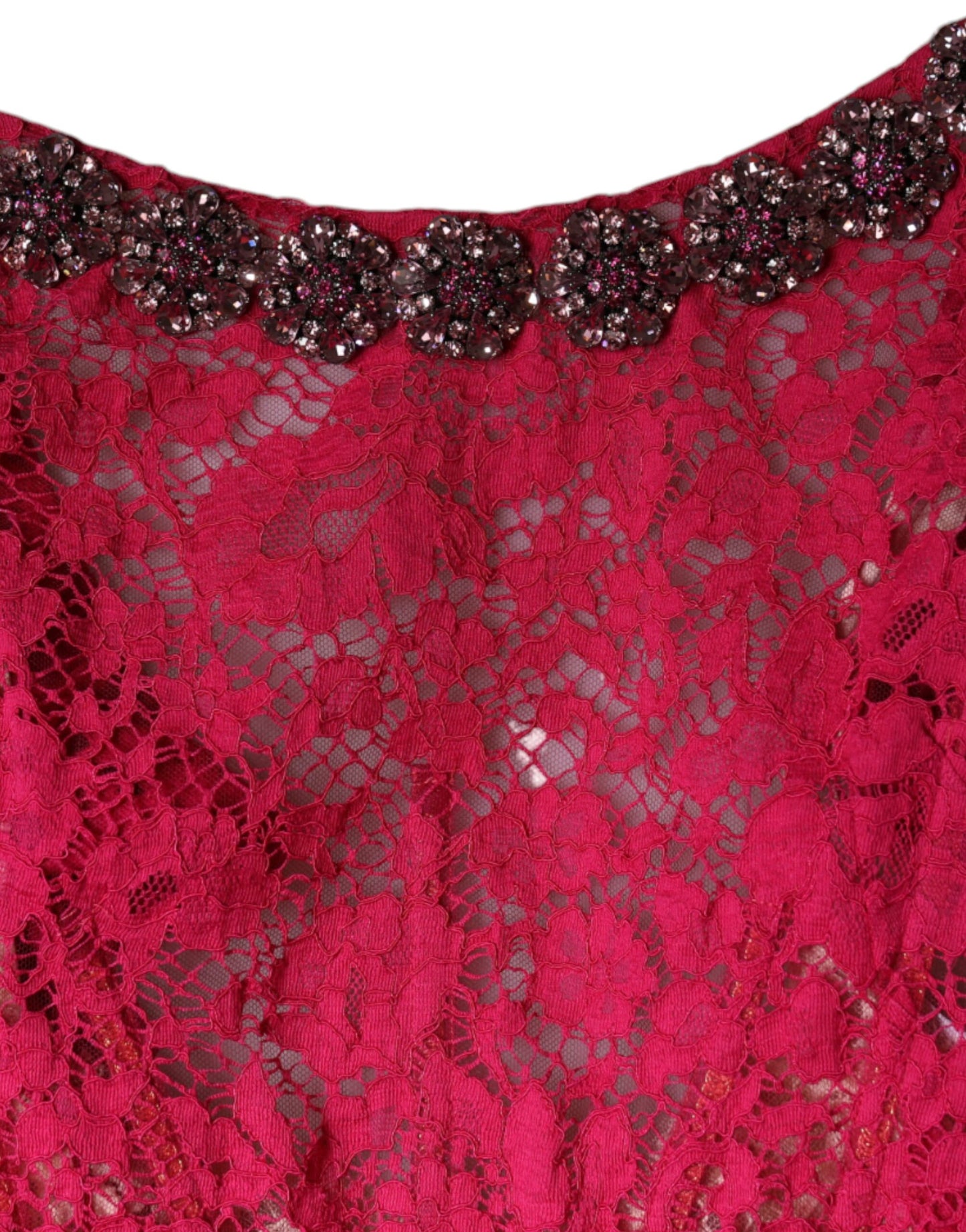 Dolce & Gabbana Pink Lace Crystal Sheath Long Gown Dress Dolce & Gabbana