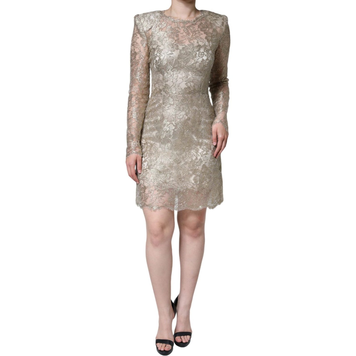 Dolce & Gabbana Gold Floral Lace A-line Sheath Mini Dress Dolce & Gabbana