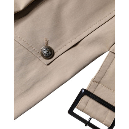 Dolce & Gabbana Khaki Double Breasted Trench Coat Jacket