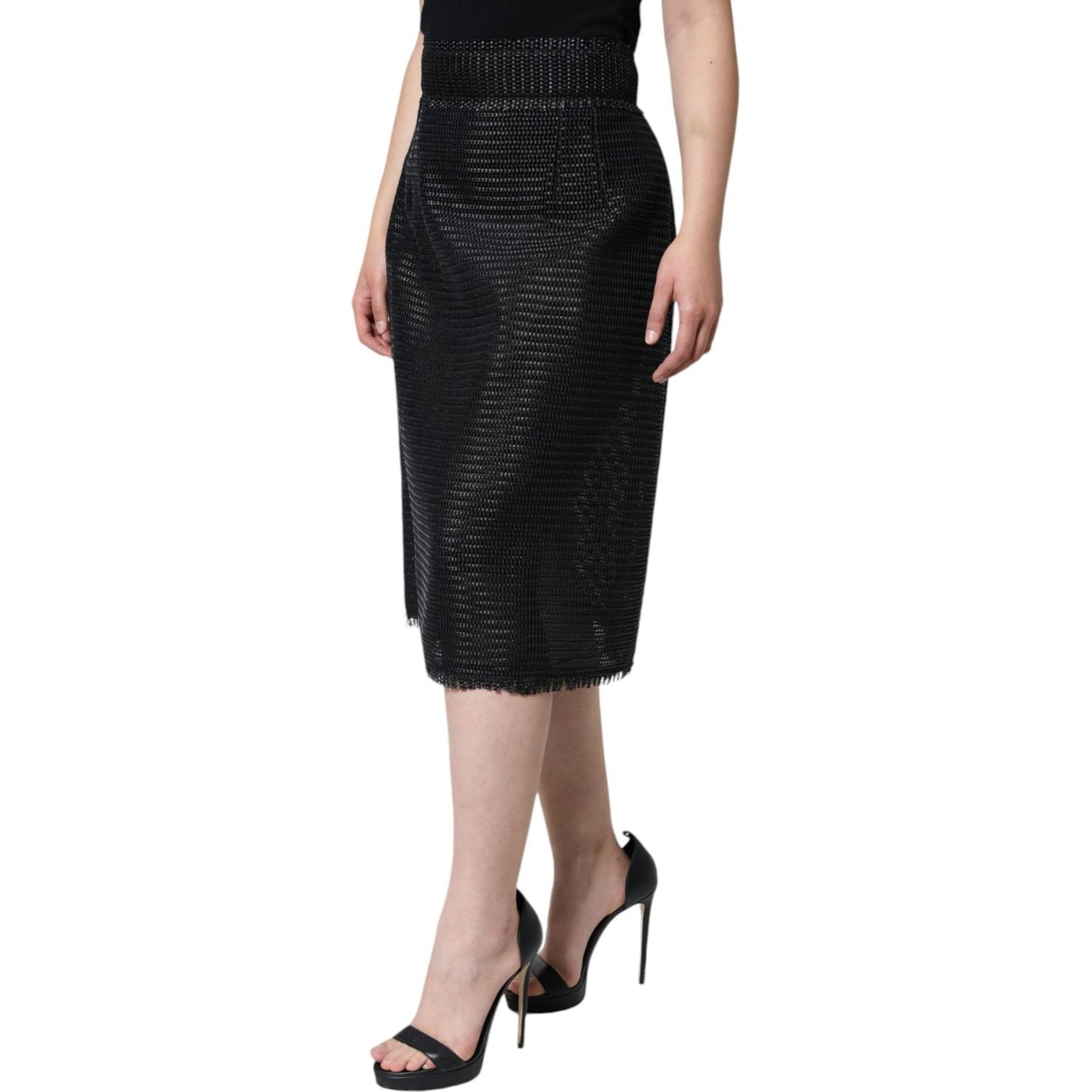 Dolce & Gabbana Black Viscose High Waist Pencil Cut Skirt Dolce & Gabbana