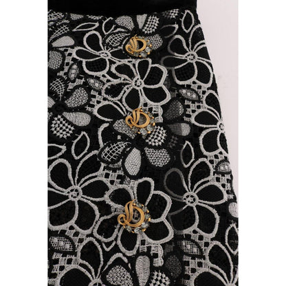Dolce & Gabbana Floral Macramé Lace Crystal Button Skirt 10% cotton,1728,30% nylon,30% polyester,67345645728,Clothing,Dolce & Gabbana,IT40|S,Material: 30% lurex,Mini - Skirts - Clothing,Multicolor,New with tags,Skirts - Clothing,Skirts - Women - Clothing,
