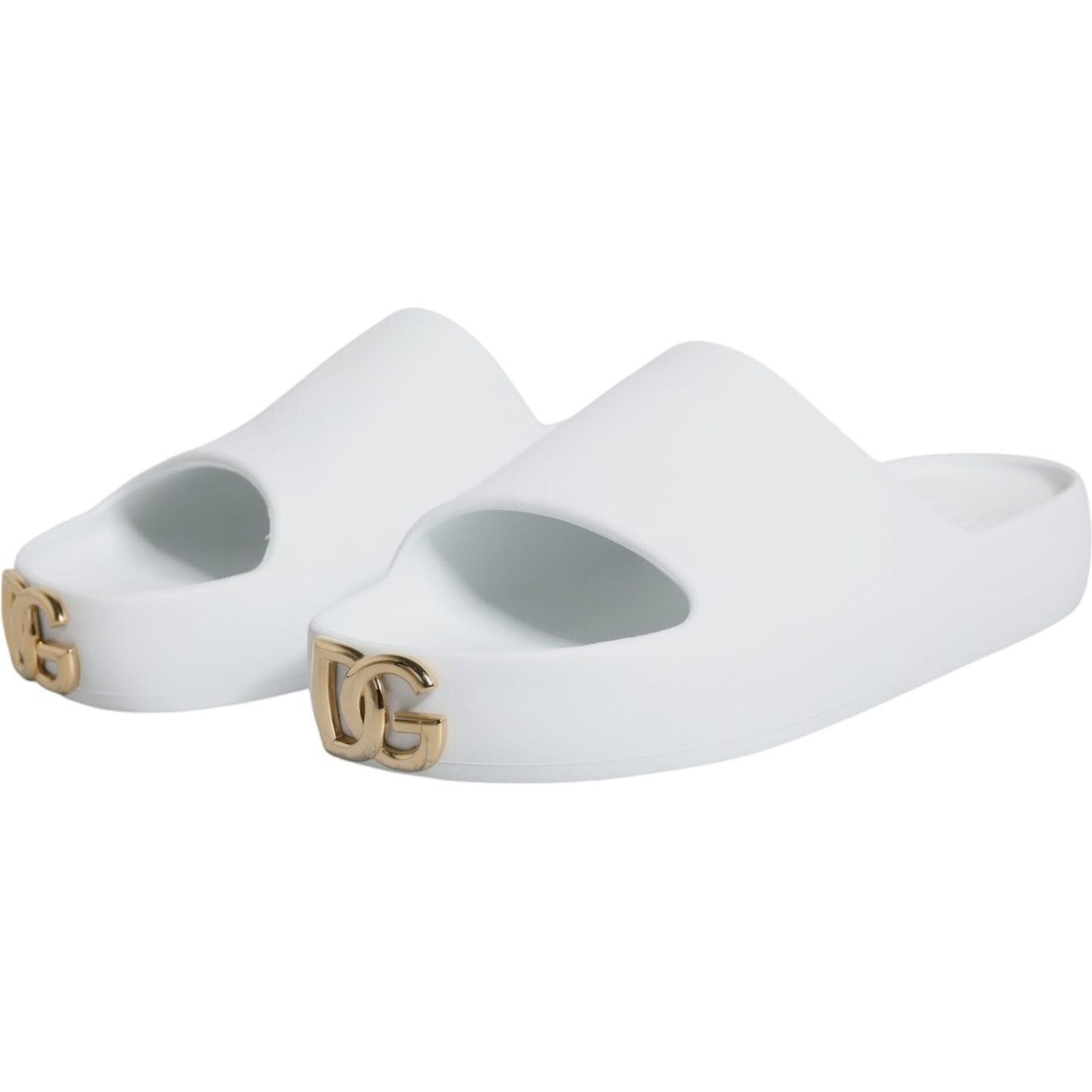 Dolce & Gabbana White Rubber Slides Sandals Beachwear Shoes Dolce & Gabbana