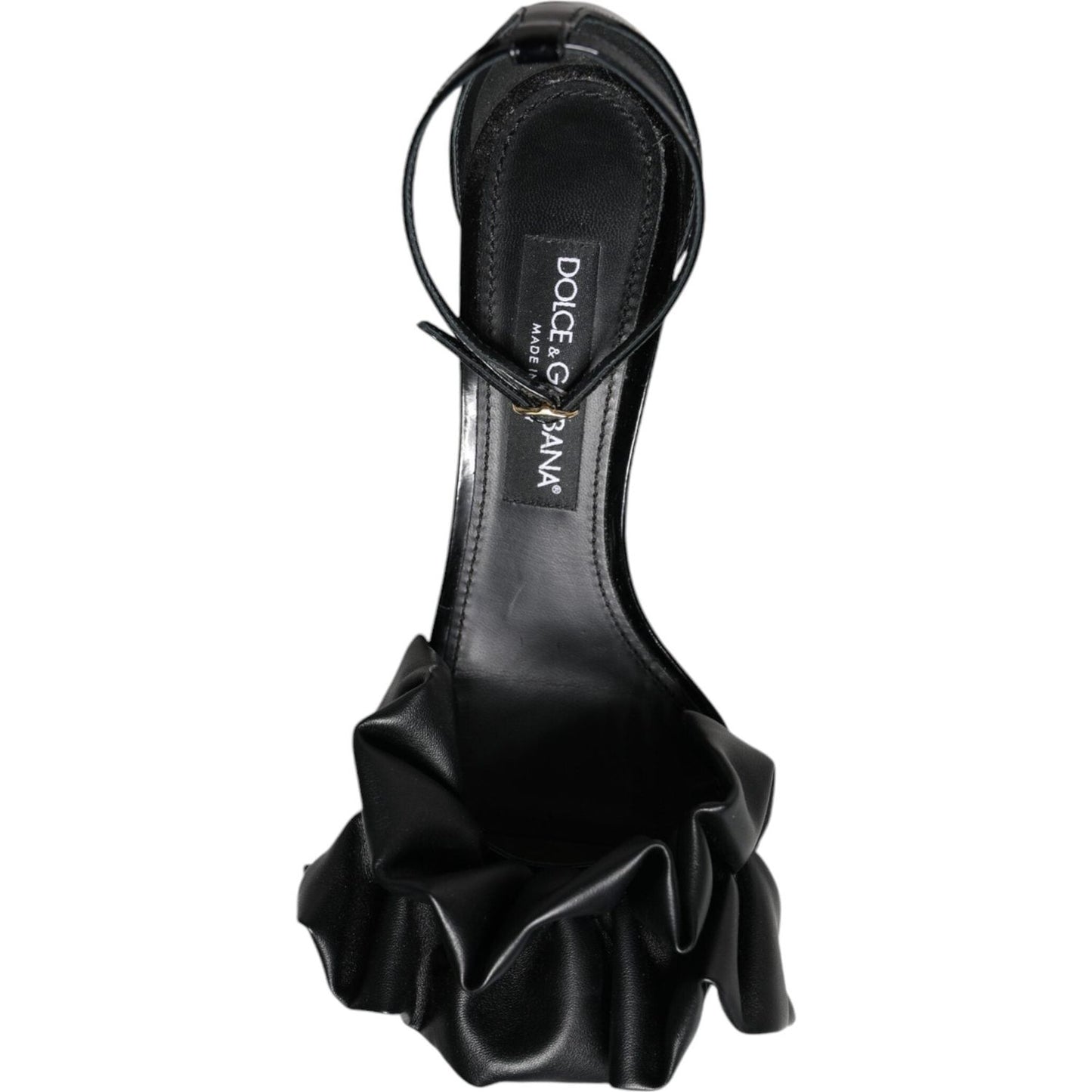 Dolce & Gabbana Black Leather Ankle Strap Heel Sandals Shoes Dolce & Gabbana