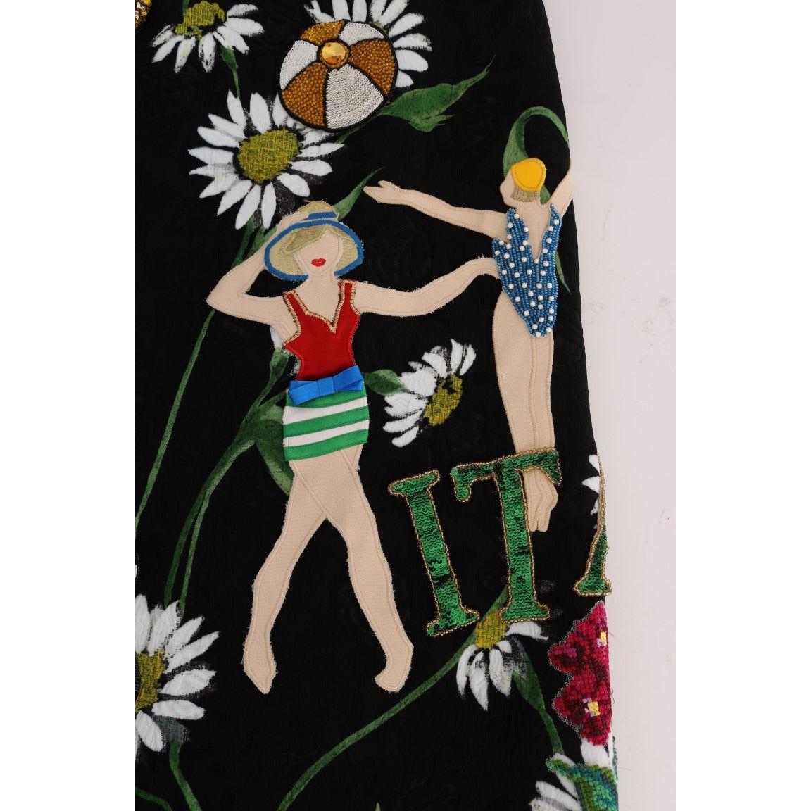 تنورة دولتشي آند غابانا المزينة بقصّة A-Line حتى منتصف الساق