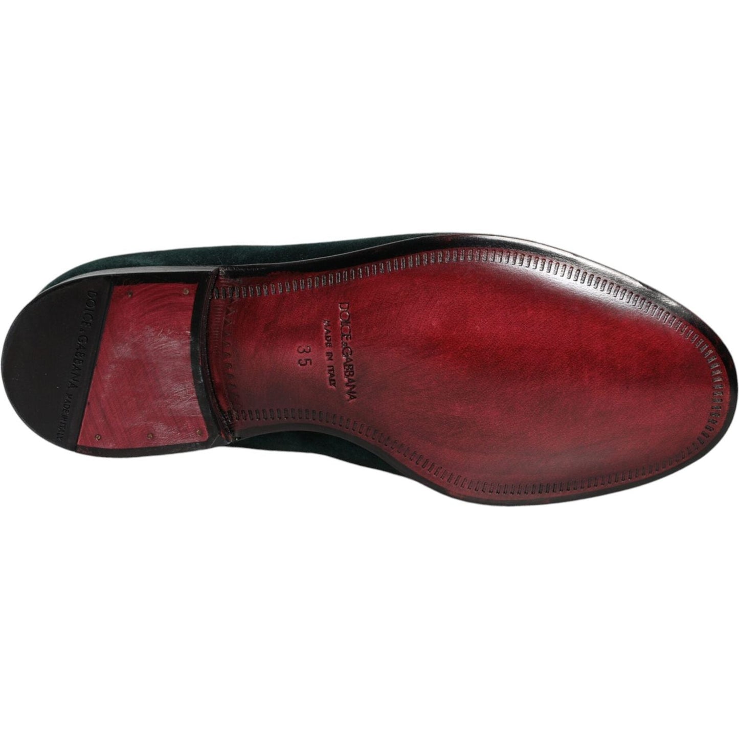 Dolce & Gabbana Green Velvet Slip On Loafers Flats Shoes Dolce & Gabbana