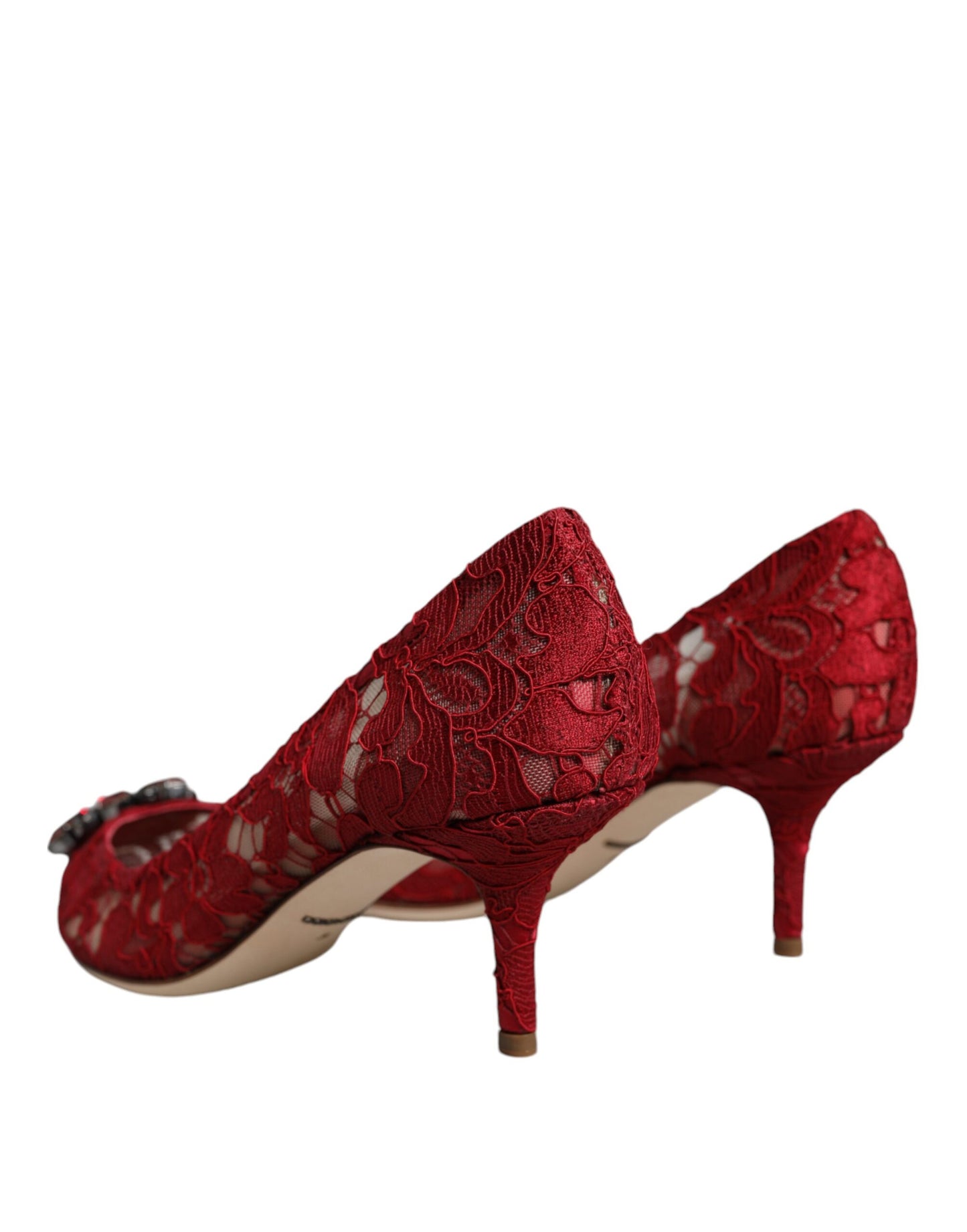 Dolce & Gabbana Red Taormina Lace Crystal Heels Pumps Shoes Dolce & Gabbana