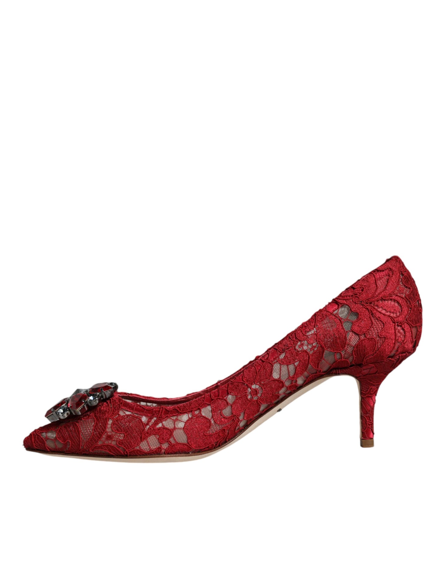 Dolce & Gabbana Red Taormina Lace Crystal Heels Pumps Shoes Dolce & Gabbana