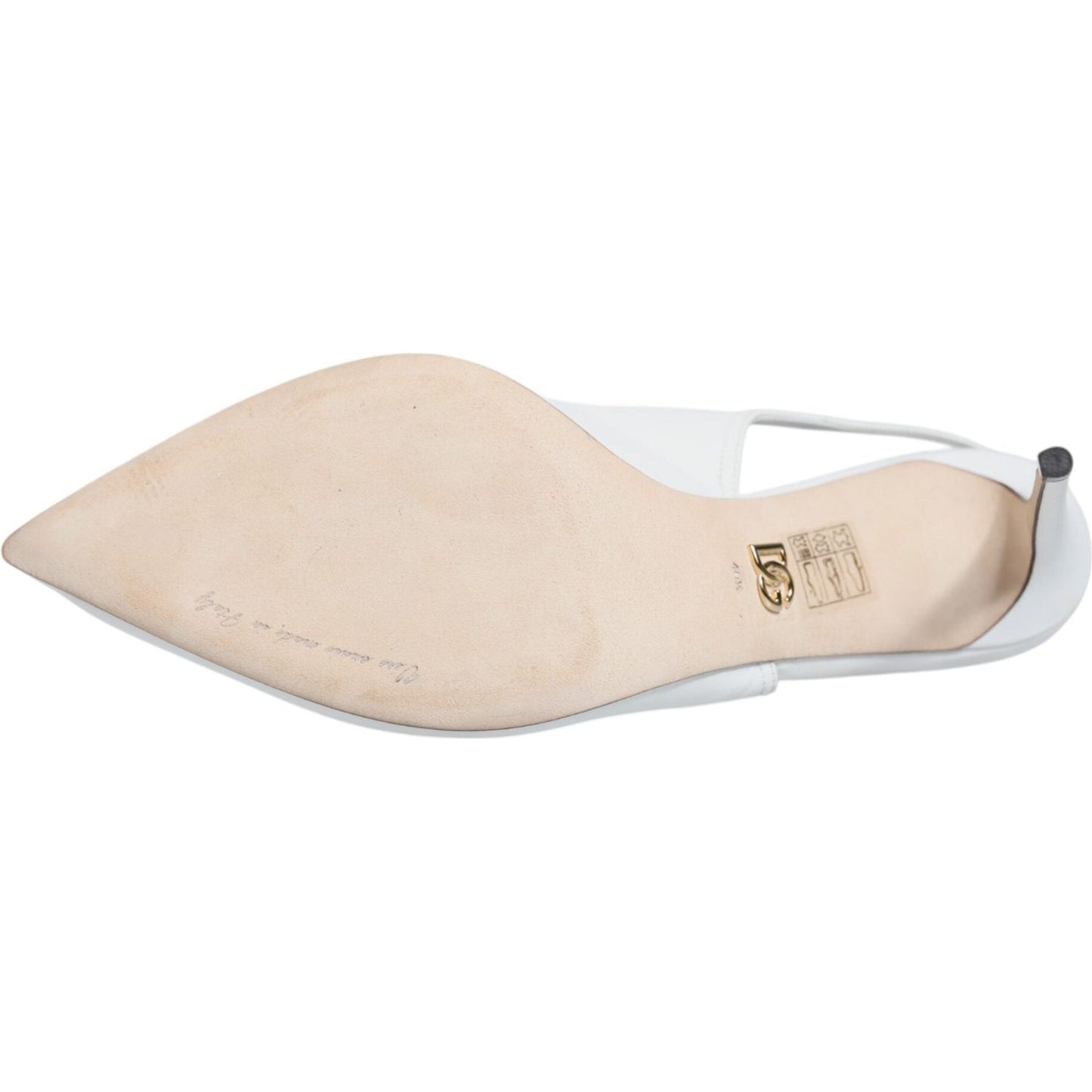 Dolce & Gabbana White Leather Stiletto Heels Slingback Shoes Dolce & Gabbana