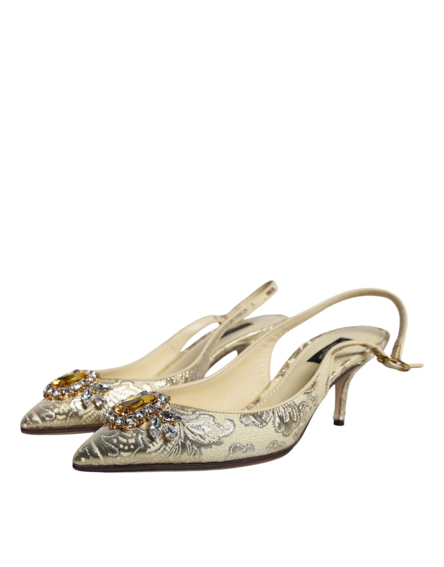 Dolce & Gabbana Gold Crystal Pumps Heels Slingbacks Shoes Dolce & Gabbana