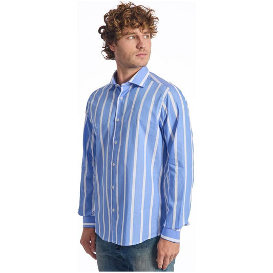 Baldinini Trend Light Blue Cotton Shirt Baldinini Trend