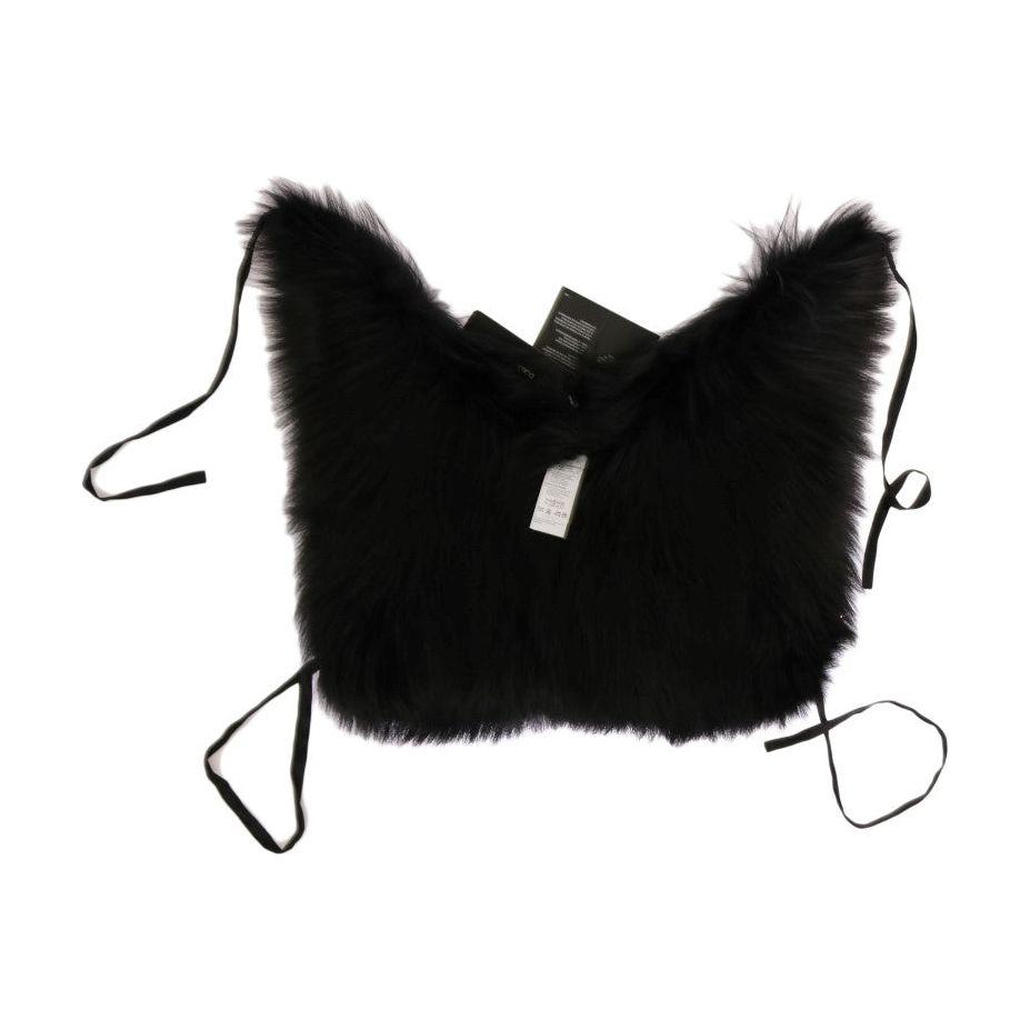 وشاح أنيق من فرو الثعلب الفضي الأسود من دولتشي آند غابانا