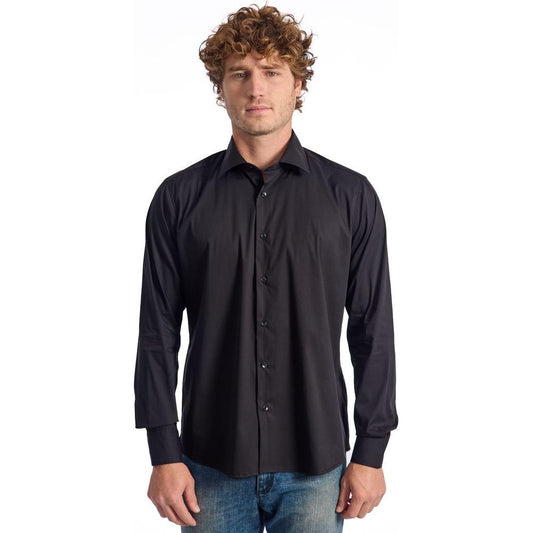 Baldinini Trend Black Cotton Shirt Baldinini Trend