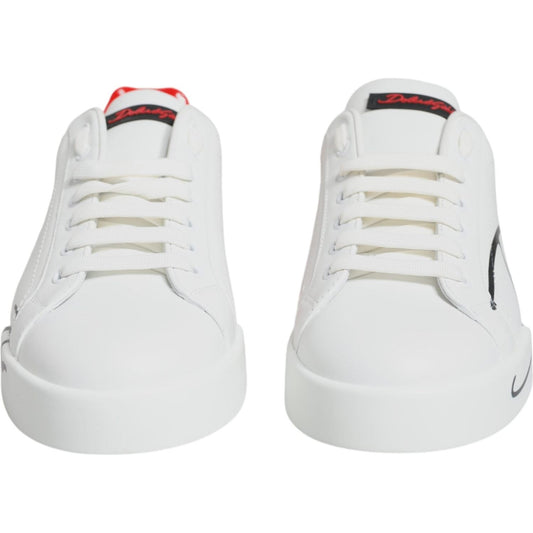 Dolce & Gabbana White Red Portofino Low Top Sneakers Shoes Dolce & Gabbana