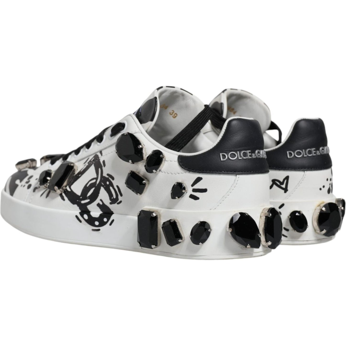 Dolce & Gabbana White Crystal Portofino Low Top Sneaker Shoes Dolce & Gabbana