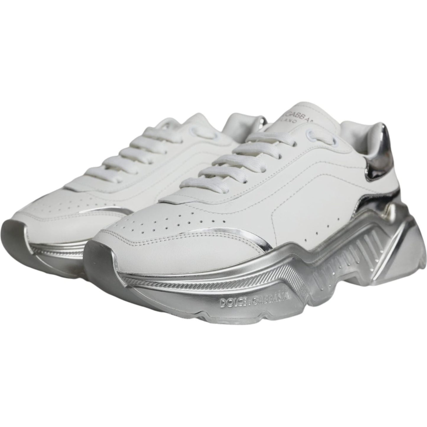 Dolce & Gabbana Silver White Daymaster Low Top Sneakers Shoes Dolce & Gabbana