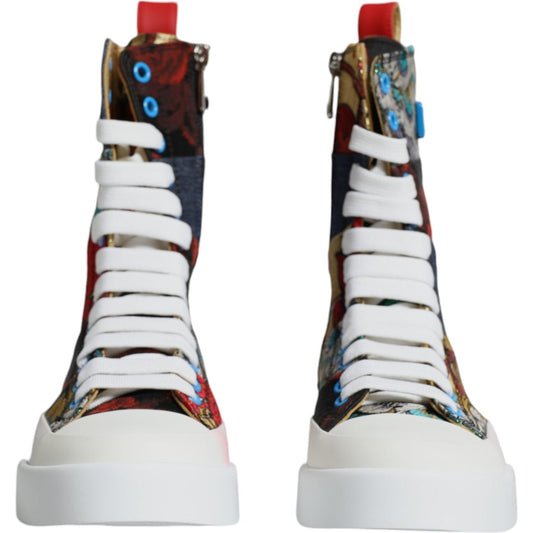 Dolce & Gabbana Multicolor Patchwork Logo High Top Sneakers Shoes Dolce & Gabbana