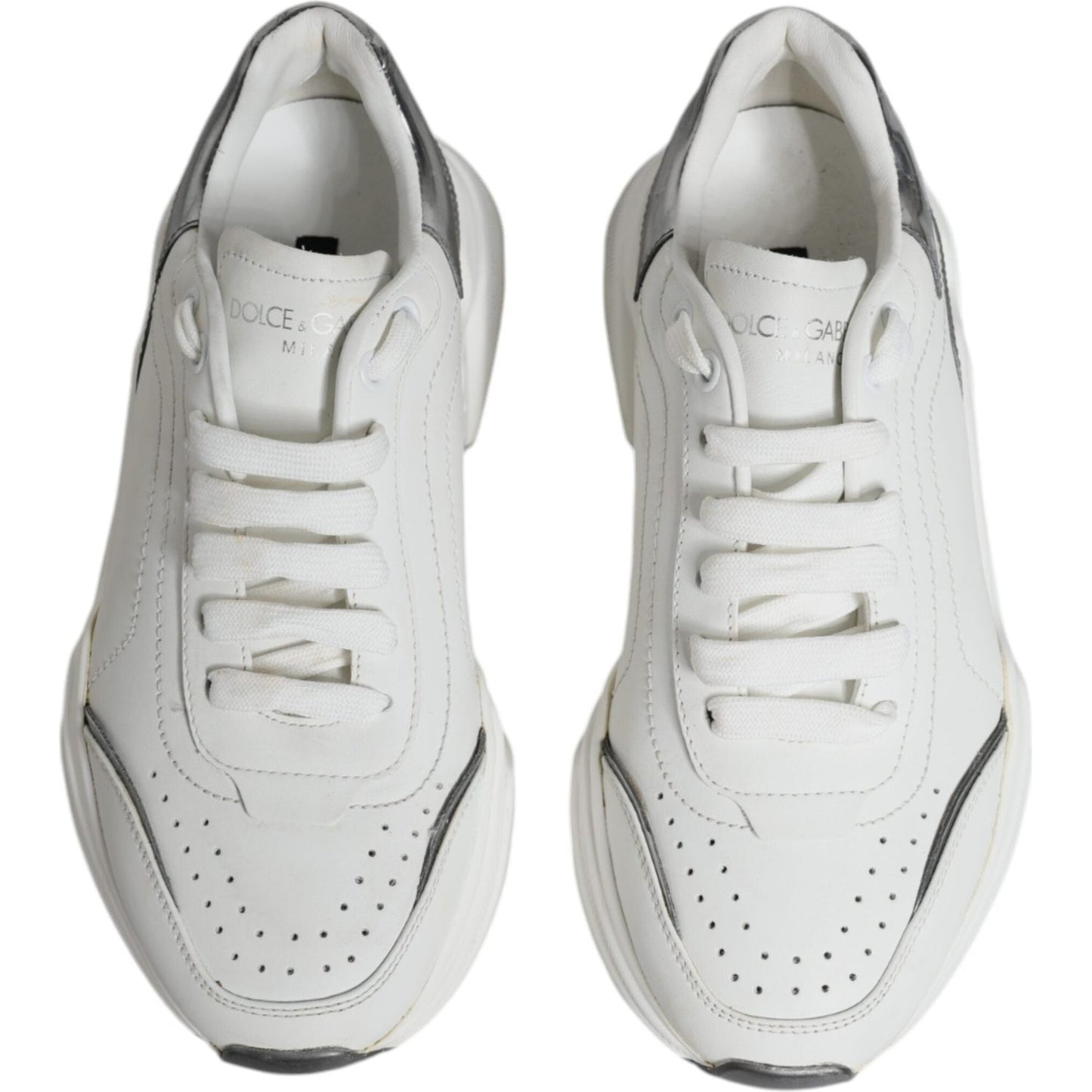 Dolce & Gabbana Silver White Daymaster Low Top Sneakers Shoes Dolce & Gabbana