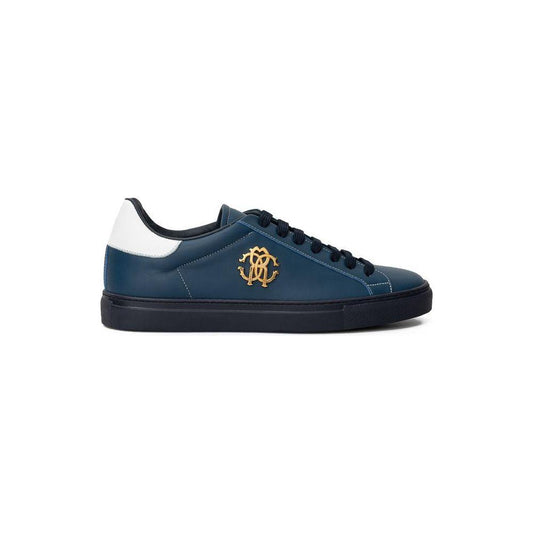 Roberto Cavalli Blue Leather Sneaker Roberto Cavalli