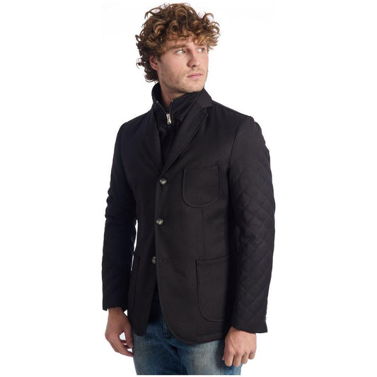 Roberto Pepe Luxury Black Polyester Jacket Roberto Pepe Luxury