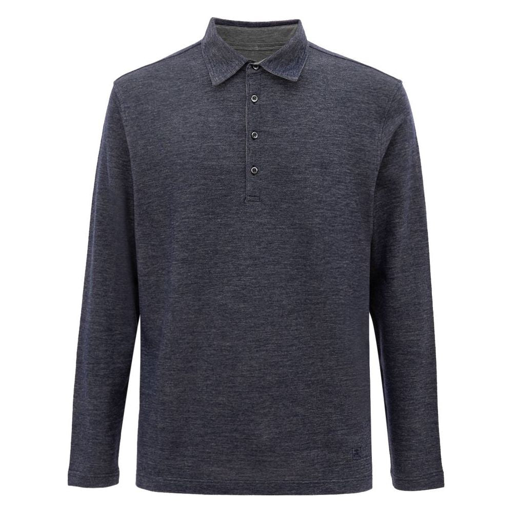 Corneliani Blue Wool Polo Shirt Corneliani