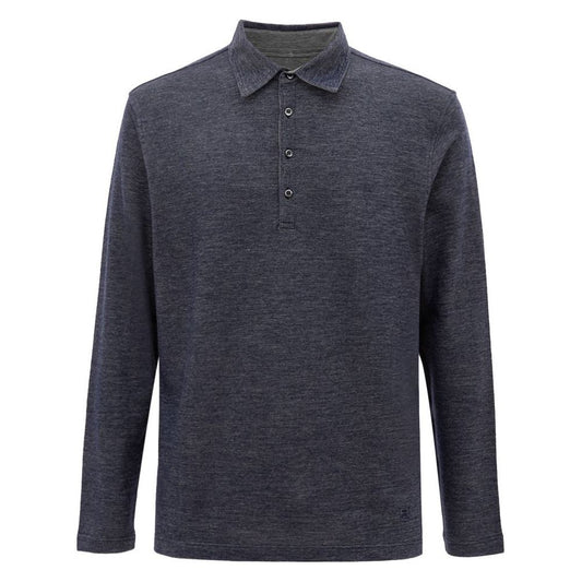 Corneliani Blue Wool Polo Shirt Corneliani