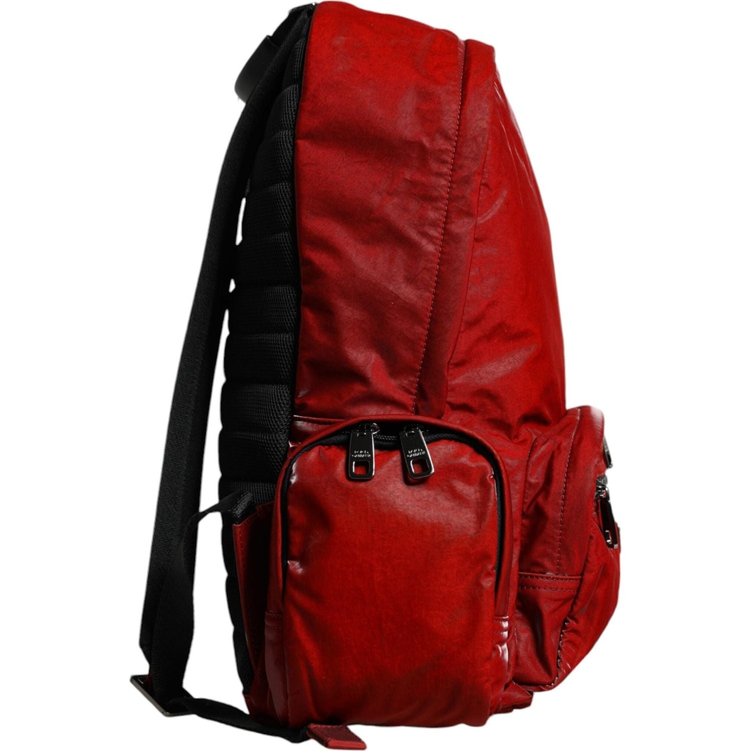 Dolce & Gabbana Red Patent Leather Logo Plaque Backpack Bag