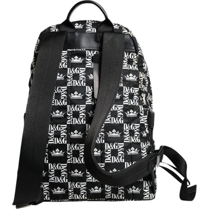 Dolce & Gabbana Black White DG Crown Logo Nylon Backpack Bag Dolce & Gabbana