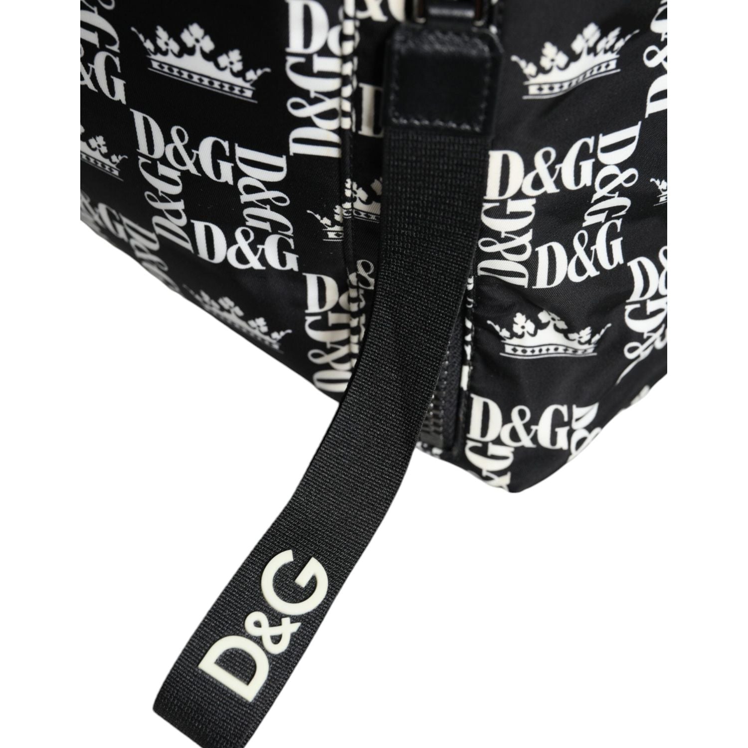 Dolce & Gabbana Black White DG Crown Logo Nylon Backpack Bag