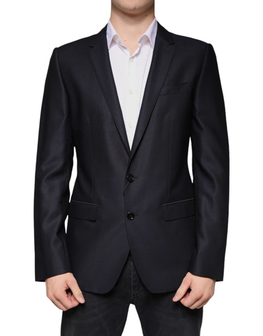 Dolce & Gabbana Black Wool Single Breasted Dress Coat Blazer Dolce & Gabbana